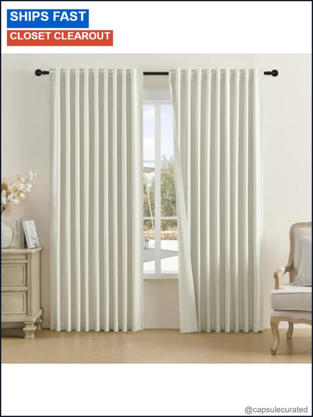 Linen Blackout Curtain Panels Back Tab Rod Pocket Thermal 72W x 96L Set of 2
